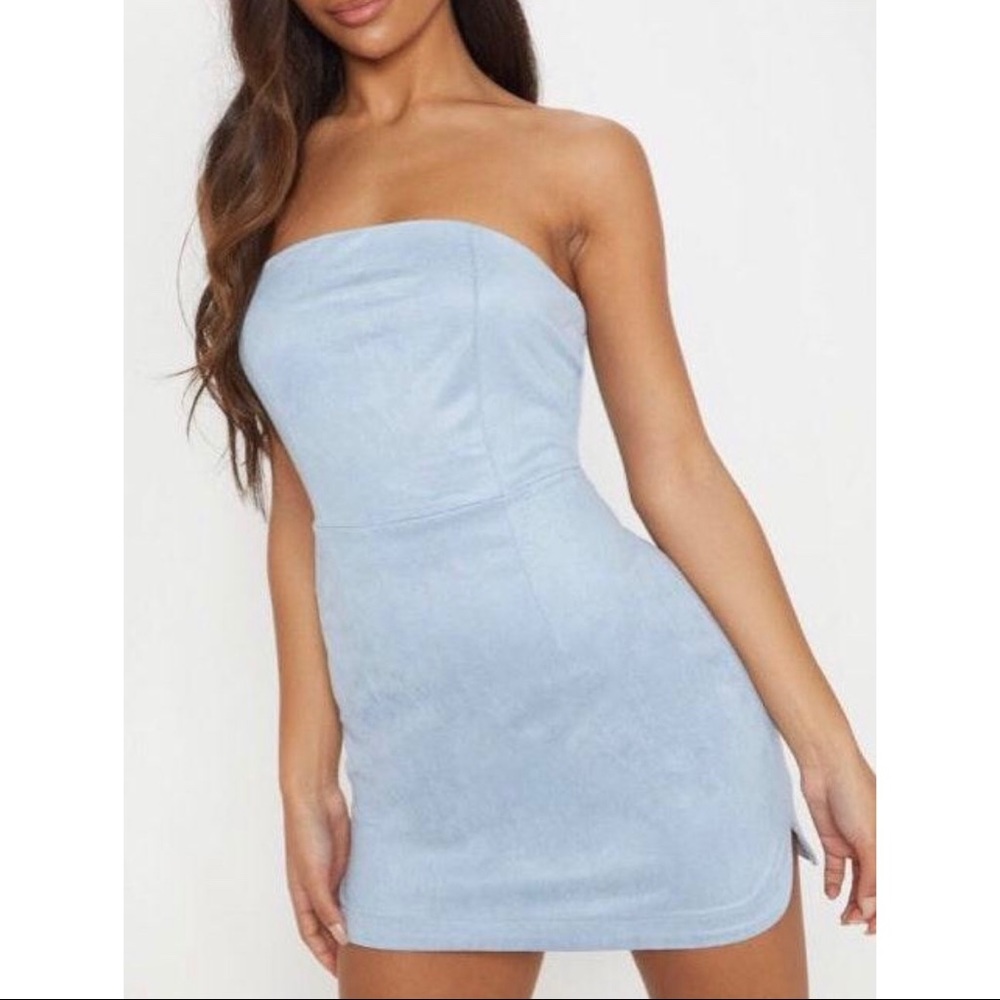 Blue suede dress